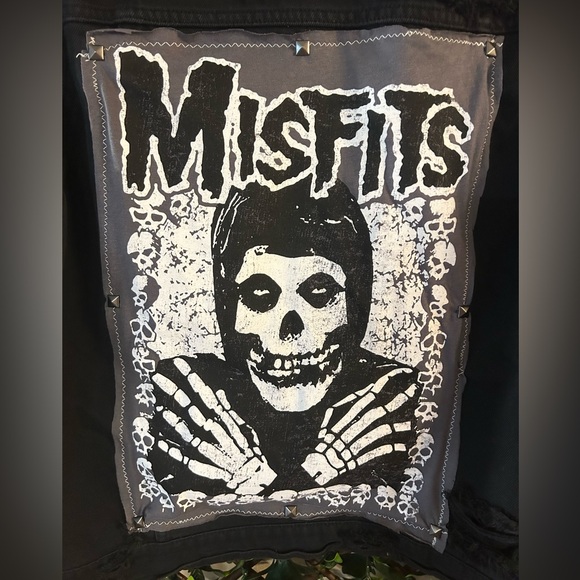 UPCYCLED one of a kind, MISFITS Music Denim Jacket - Picture 3 of 6